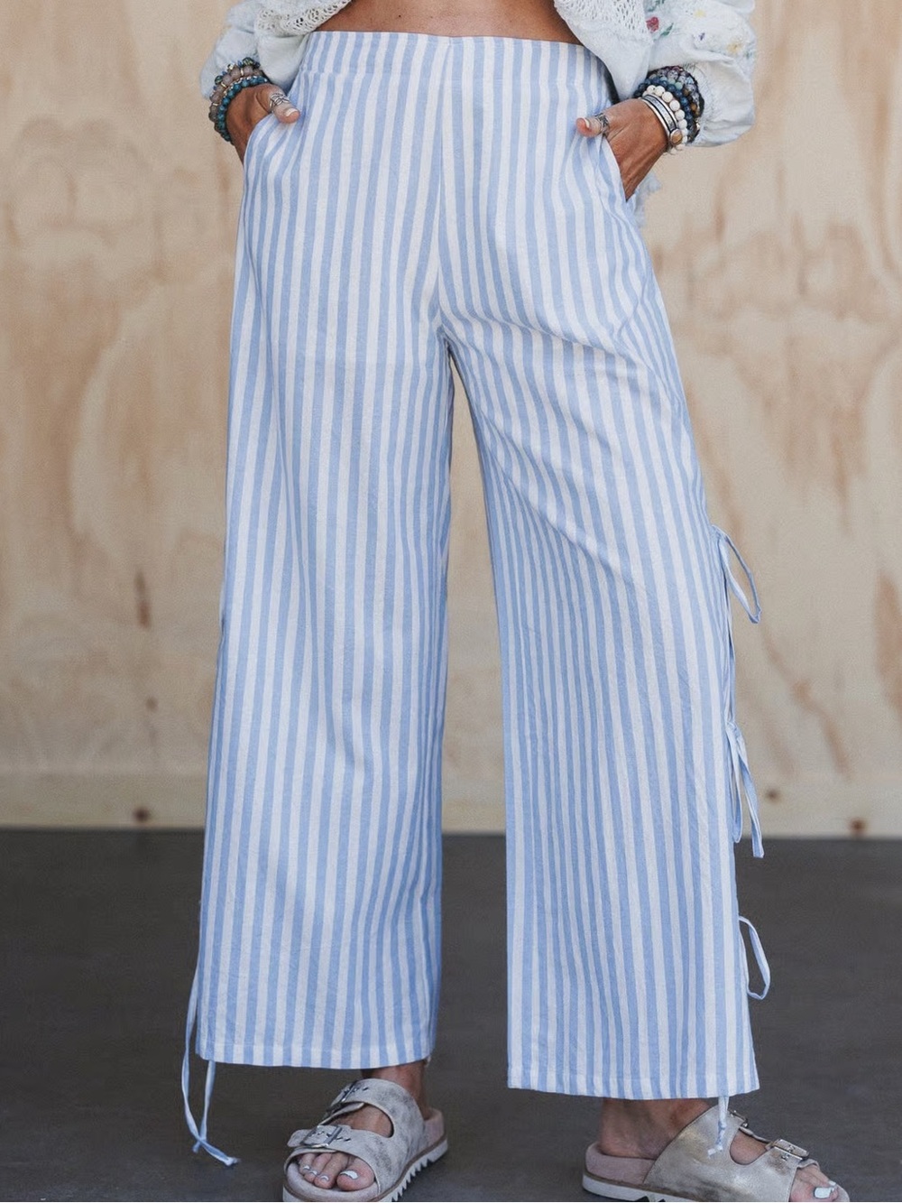 Miou Muse Blue Striped Pants